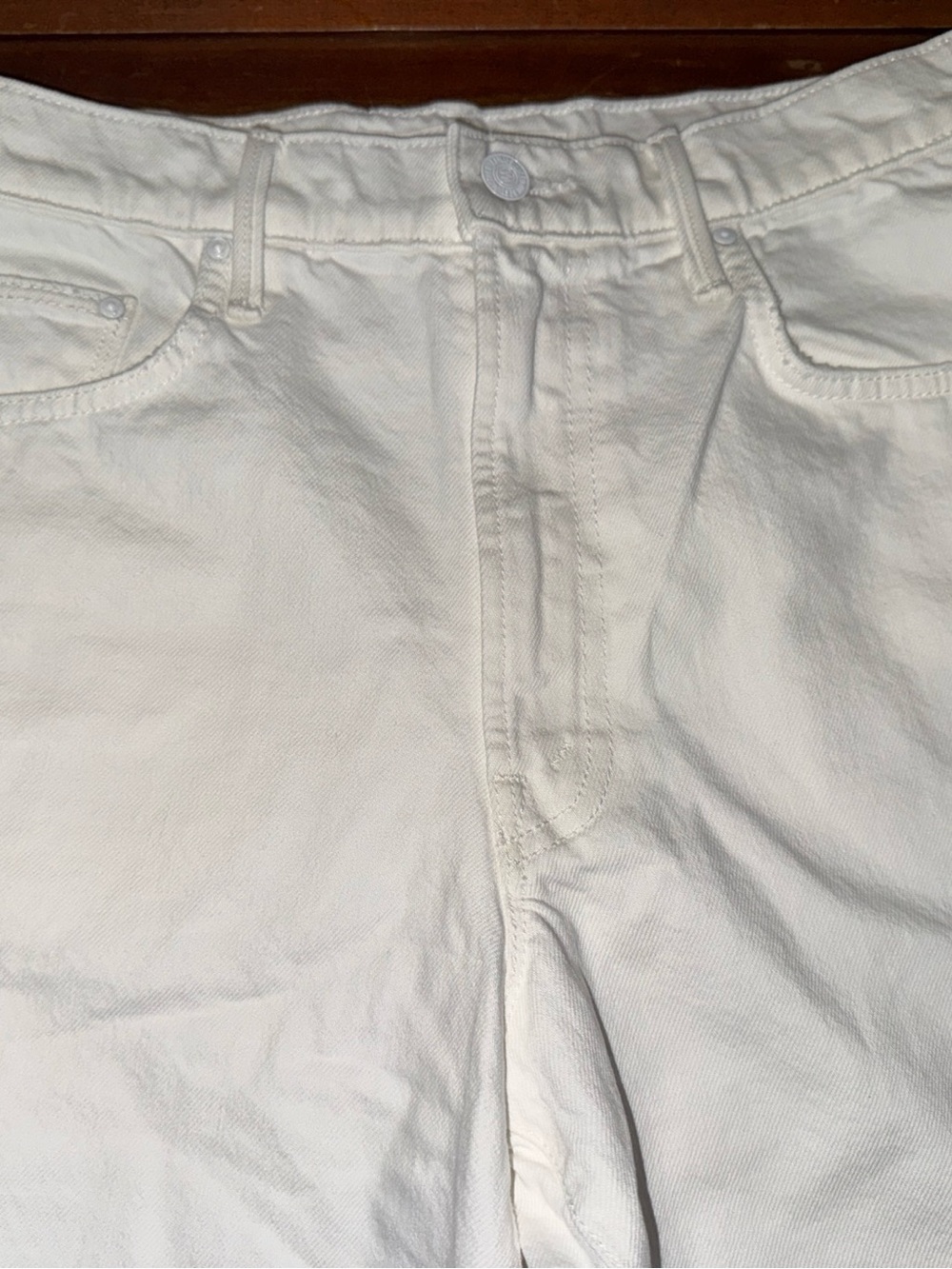 Mother Superior The Maven Bermuda Fray Jean Shorts Size 27 White Denim New - Picture 2 of 10